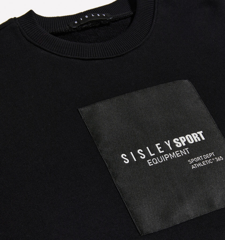 Black sweatshirt with logo tag - boys' knitwear - Black | Sisley Young image number 3